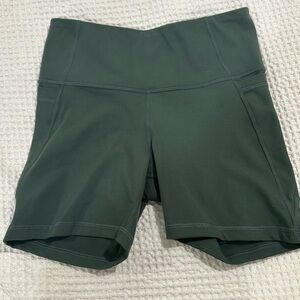 Army green biker shorts